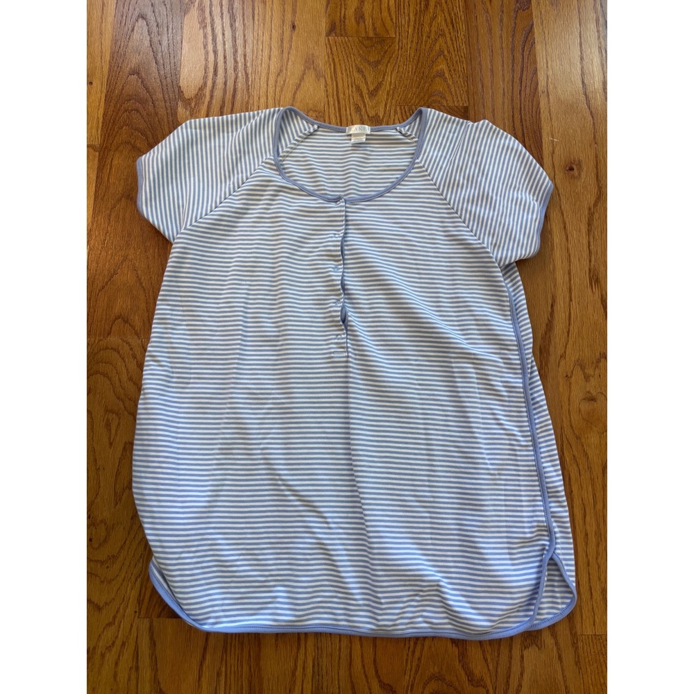 Lake Pajamas Blue White Striped Pima Cotton Short Sleeve Top Medium